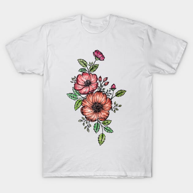 Water colored floral sketch. T-Shirt by SamridhiVerma18